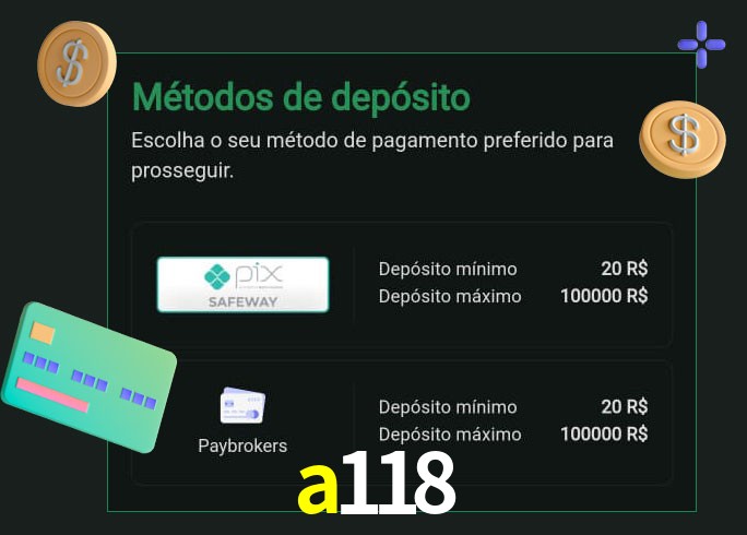 O cassino a118 oferece uma grande variedade de métodos de pagamento